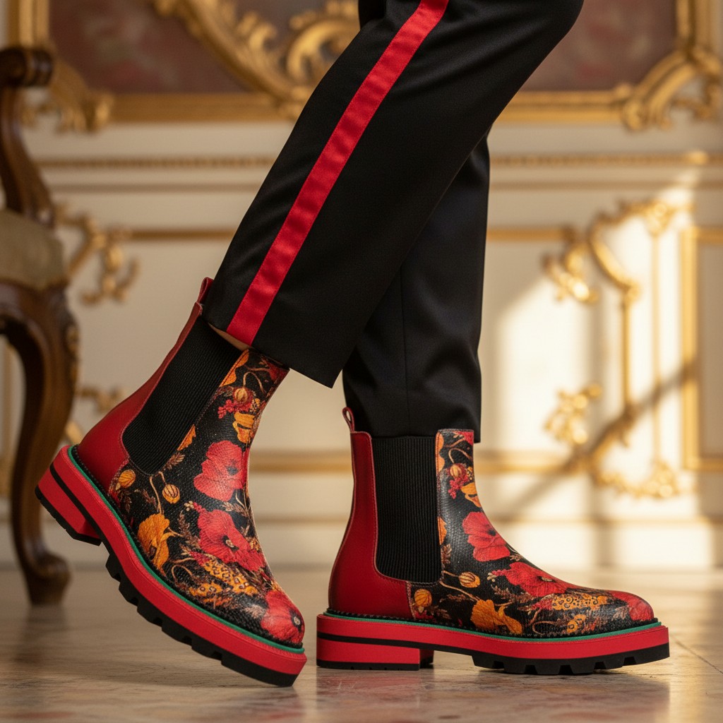 NadiT Couture дамски боти естествена кожа Макове